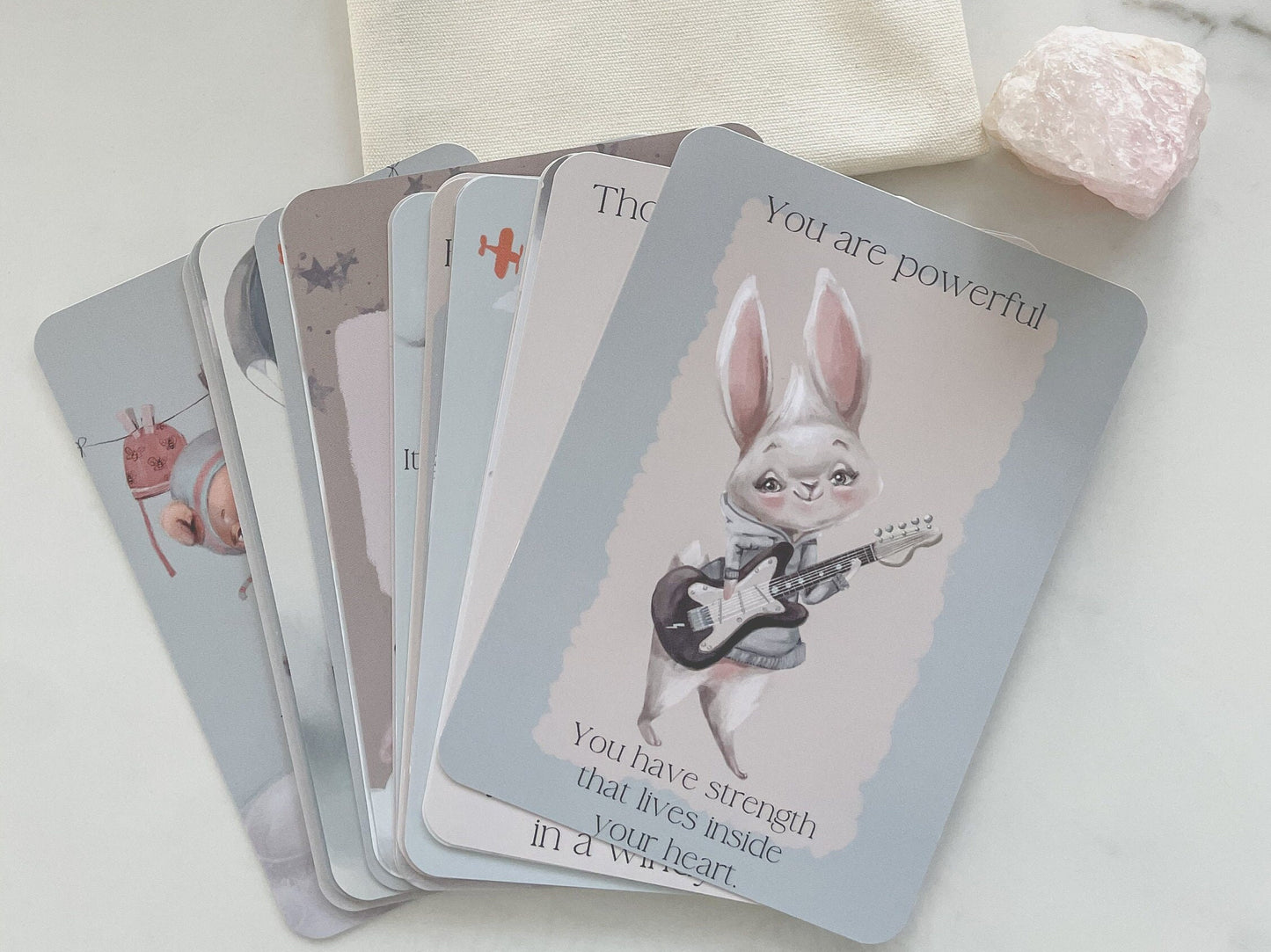 Positive Affirmation Cards For Kids, Mindful Meditation For Children, Teacher Aid, Set of 20 Card Print Gift With Pouch, Anxiety Tool