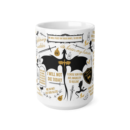 Fantasy-Themed Fourth Wing Ceramic Coffee Mug Set - 11oz & 15oz - Perfect Gift for Book Lovers and Fantasy Fans