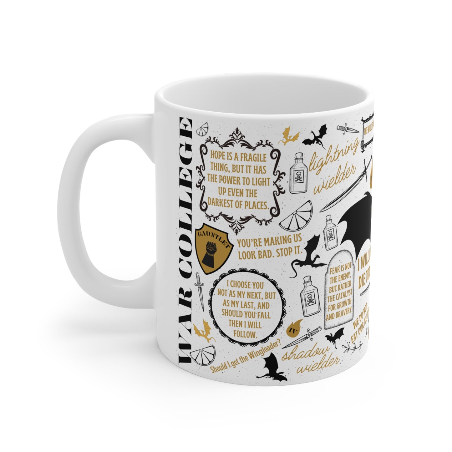 Fantasy-Themed Fourth Wing Ceramic Coffee Mug Set - 11oz & 15oz - Perfect Gift for Book Lovers and Fantasy Fans