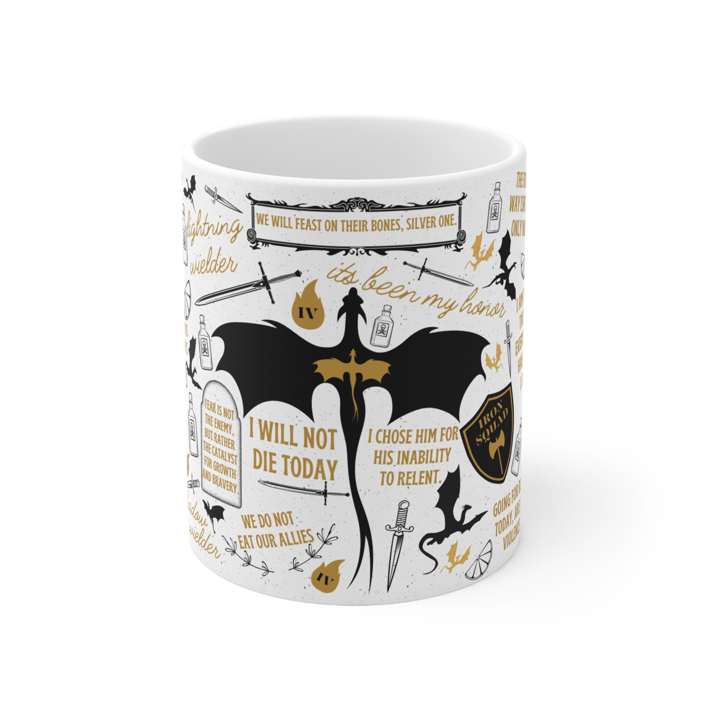 Fantasy-Themed Fourth Wing Ceramic Coffee Mug Set - 11oz & 15oz - Perfect Gift for Book Lovers and Fantasy Fans