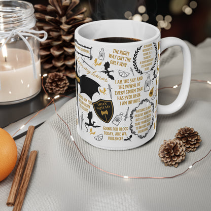 Fantasy-Themed Fourth Wing Ceramic Coffee Mug Set - 11oz & 15oz - Perfect Gift for Book Lovers and Fantasy Fans